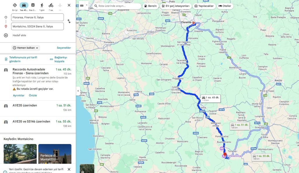 Floransa'dan Montalcino'ya Nasıl Gidilir