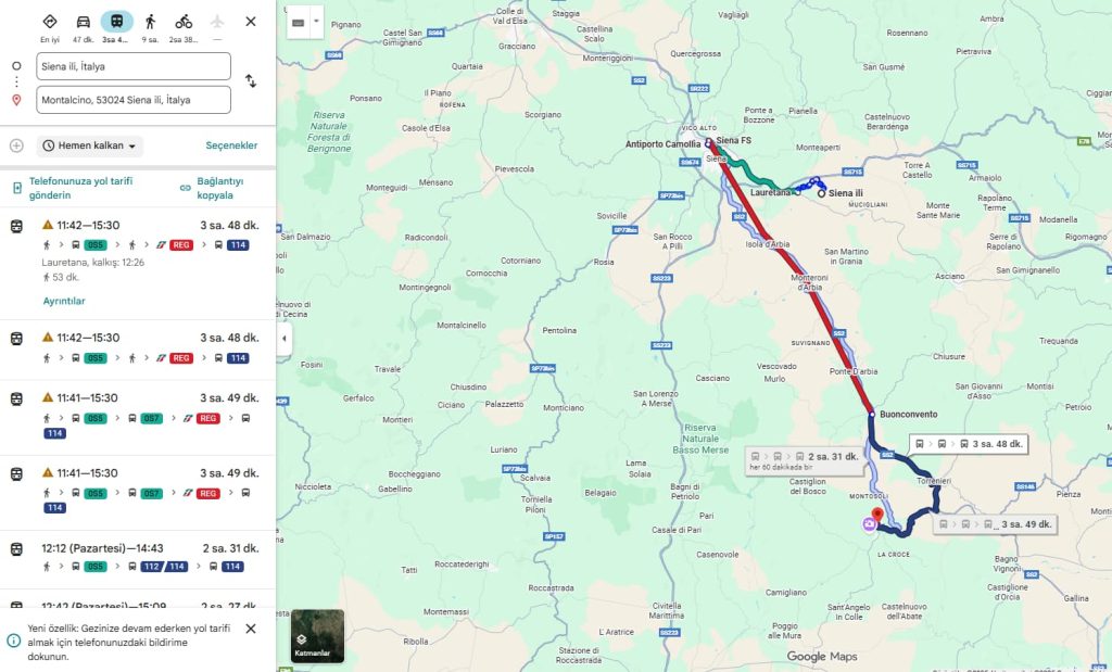 Siena'dan Montalcino'ya Nasıl Gidilir