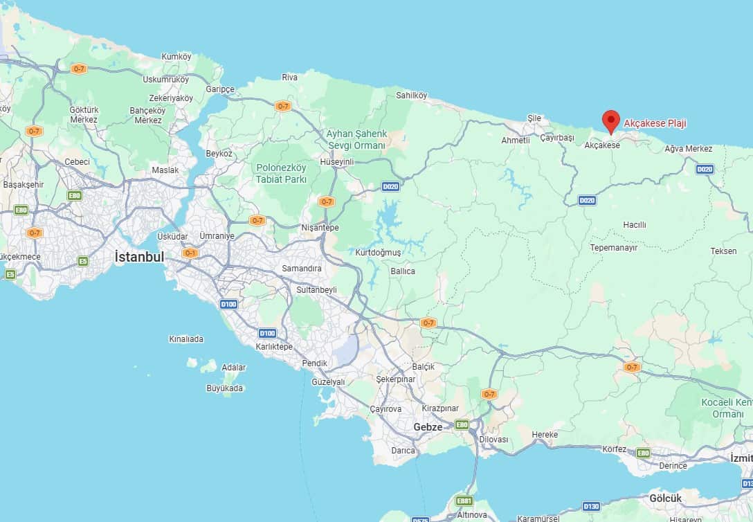 Akçakese Plajı yol tarifi - Şile-Ağva yolu üzerinde, İstanbul'a 60 km, Şile merkeze 17 km mesafede